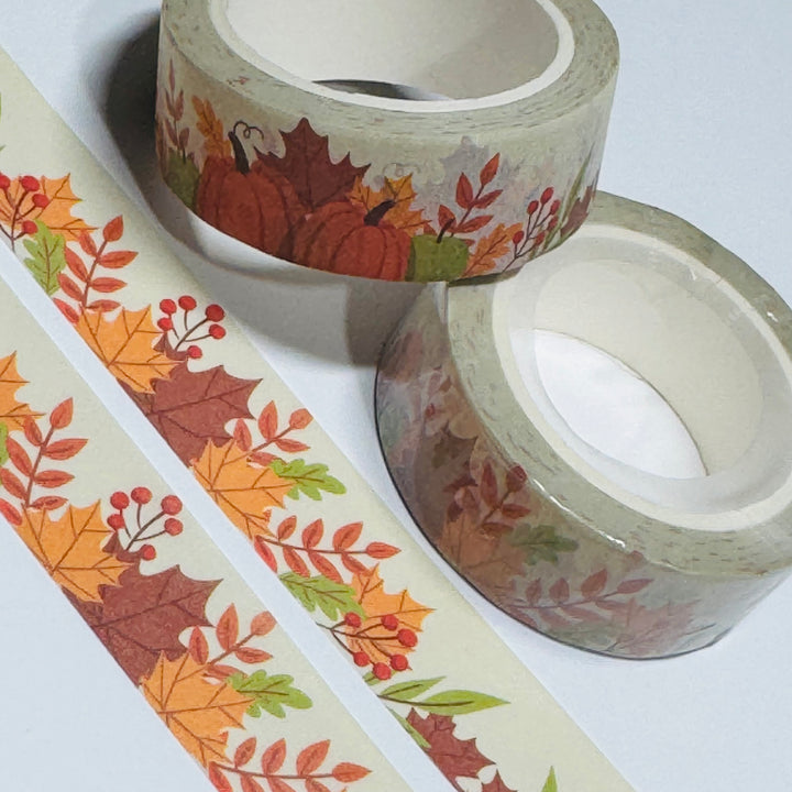 GATHERED PRETTY FALL LEAVES In BUNDLES Washi Tape ~ 1 Roll ~ 15mm x 10m (33 Feet)