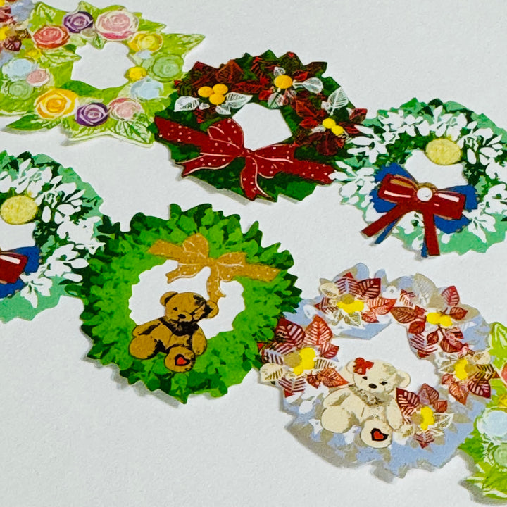 KATA KATA CHRISTMAS Wreaths Die-Cut PP Tape by World Craft - 1 Roll - 30mm x 6m (20 Feet)