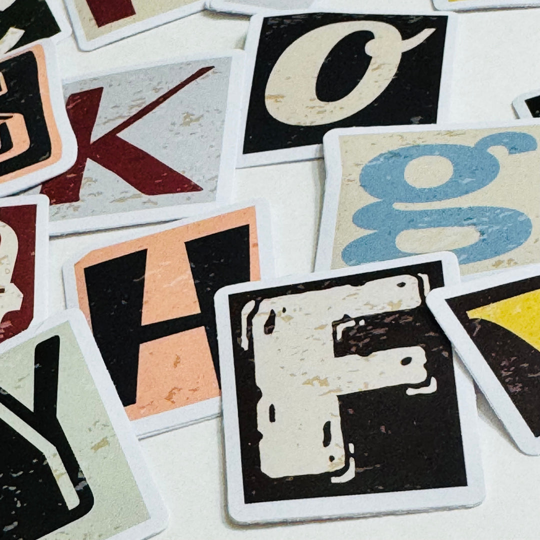 RETRO RANSOM ALPHABET Letters Peelable Stickers  ~ 52 Pieces ~ 40mm