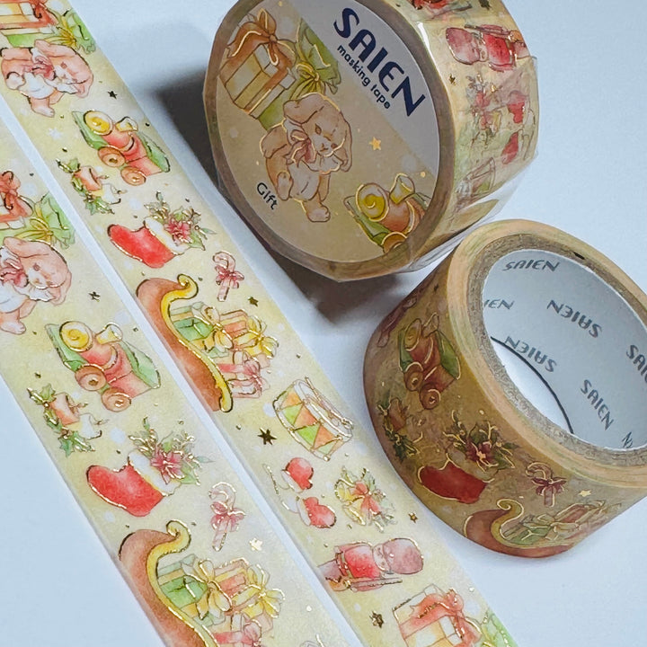 TREASURED CHRISTMAS GIFTS Saien Gold Foil Masking Washi Tape ~ 1 Roll ~ 20mm x 5m (16 Feet)