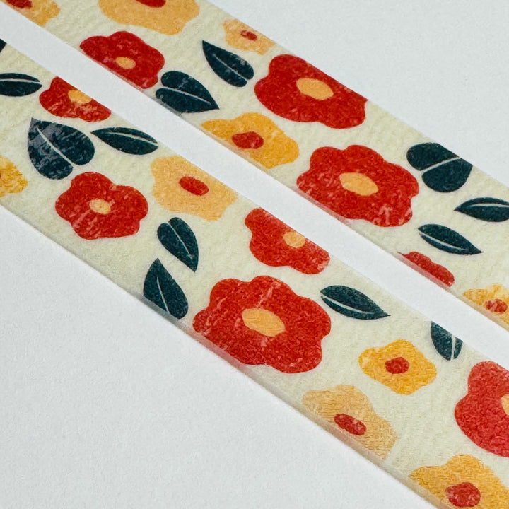 BLOOMING CAMELLIA CREPES Floral Saien Masking Washi Tape ~ 1 Roll ~ 15mm x 7m (23 Feet)