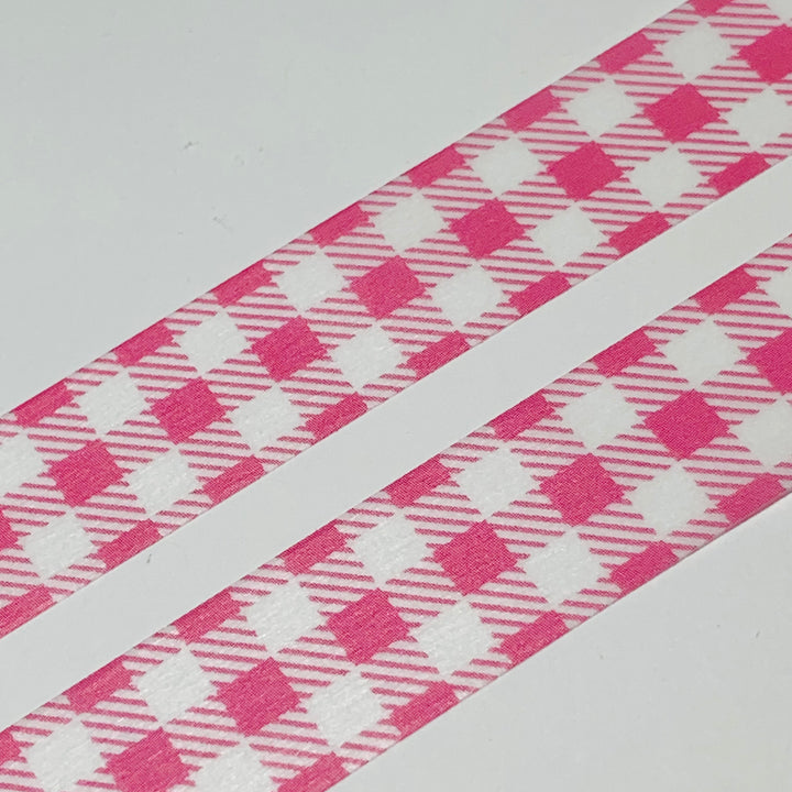 STRIPE CHECKERED PINK Plaid Mt Washi Tape - 1 Roll - 15mm x 7m (23 Feet)