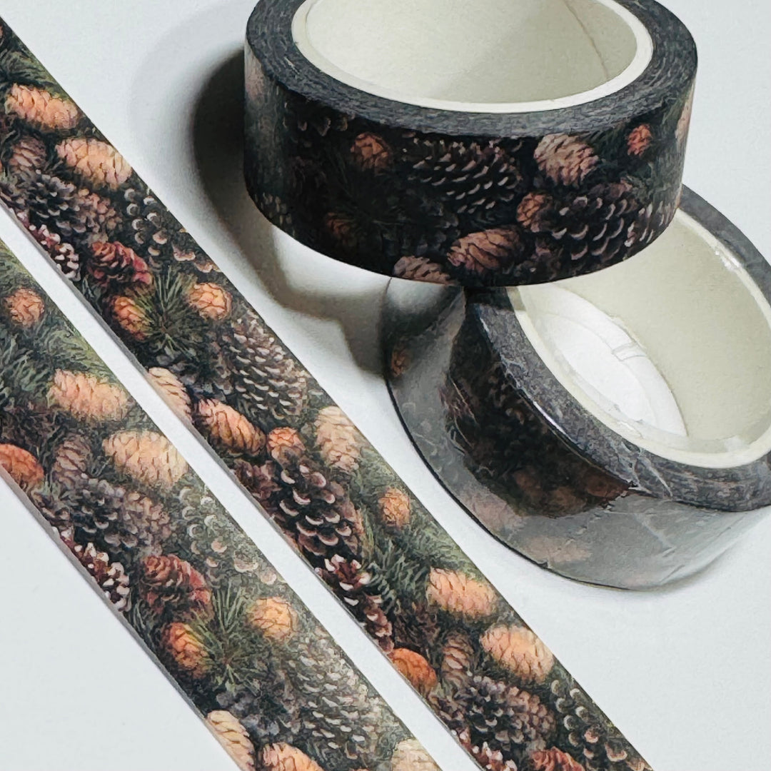 FRAGRANT HEARTH PINECONES Washi Tape ~ 1 Roll ~ 15mm x 10m (33 Feet)