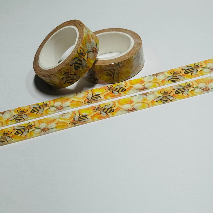 QUEEN BEE IN TRAINING Honey Bee Washi Tape - 1 Roll - 15mm x 10m (33 Feet)