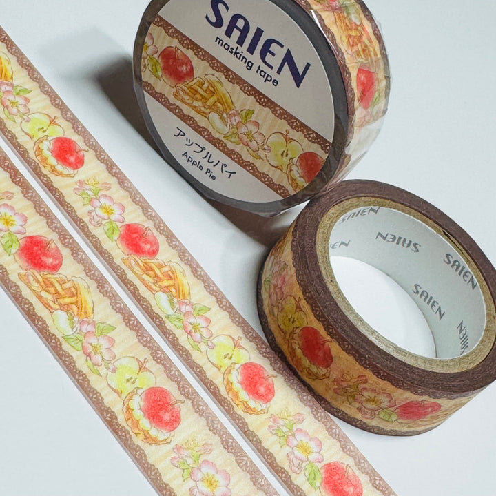 DELICIOUS APPLE PIE Autumn Saien Masking Washi Tape ~ 1 Roll ~ 15mm x 7m (23 Feet)