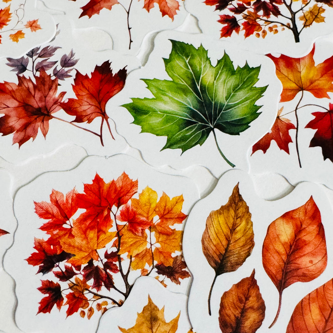 AUTUMN LETTER LEAF (LEAVES) Peelable Stickers  ~ 45 Pieces ~ Each Sticker is Approximately 38mm