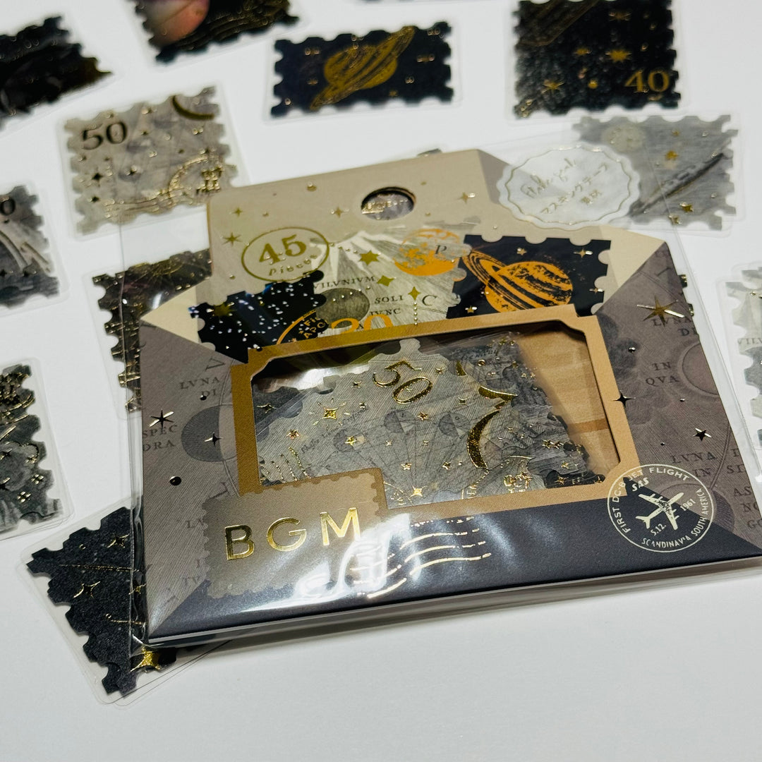 MILKY WAY GALAXY BGM Gold Foil Sticker Pack ~ 45 Pieces