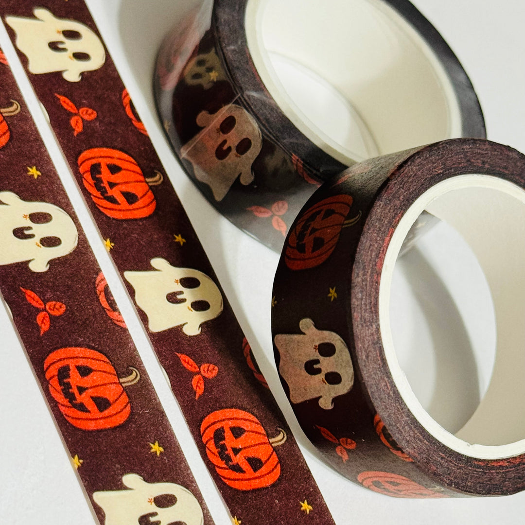 DISPLAYED PUMPKINS & GHOSTS Halloween Washi Tape ~ 1 Roll ~ 15mm x 10m (33 Feet)