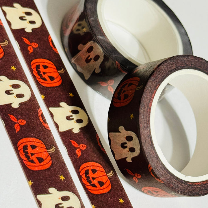 DISPLAYED PUMPKINS & GHOSTS Halloween Washi Tape ~ 1 Roll ~ 15mm x 10m (33 Feet)