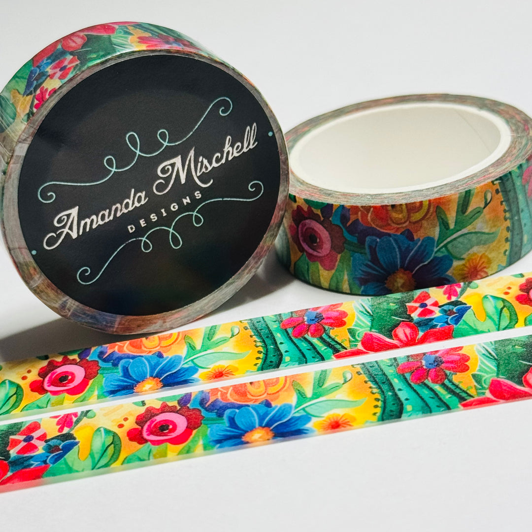 GORGEOUS BRIGHT & COLORFUL Flowers Washi Tape - 1 Roll - 15mm x 10m (33 Feet)