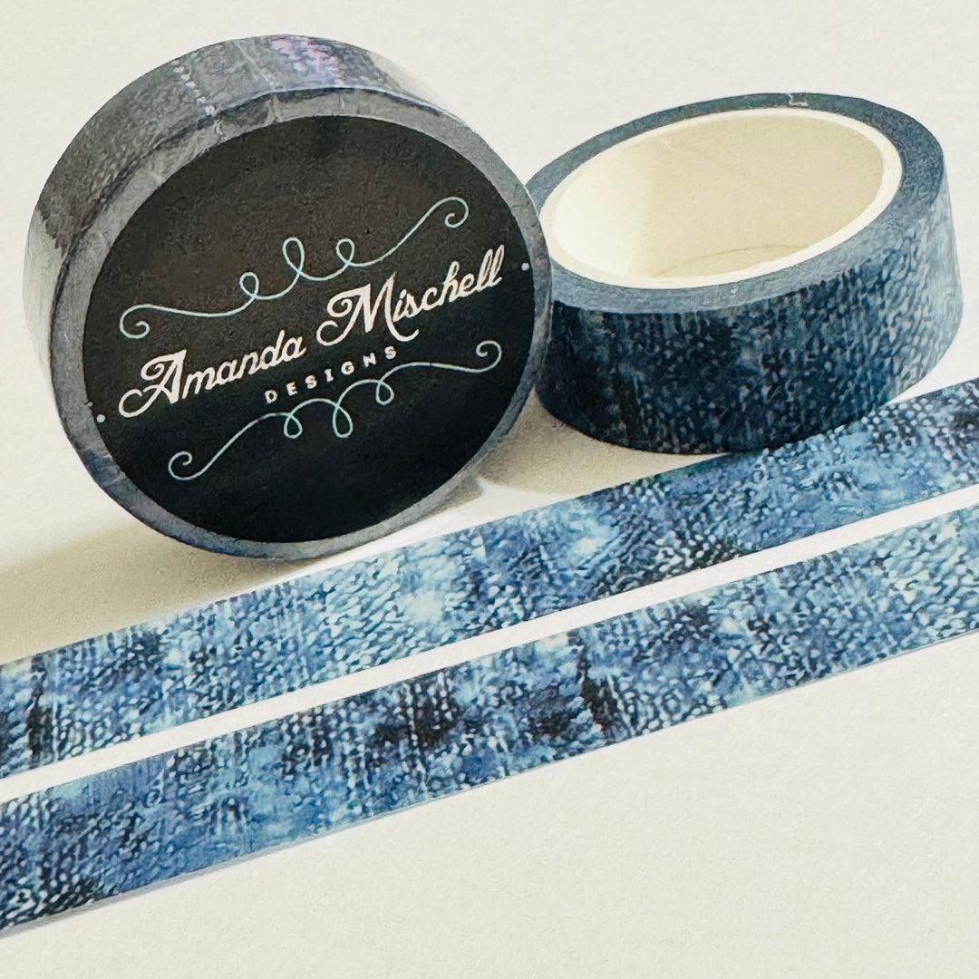 TEXTURED LOOK DENIM Blue Jeans Washi Tape - 1 Roll - 15mm x 10m (33 Feet)
