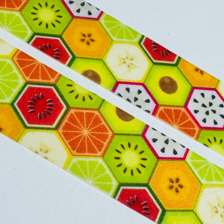 KIWI HEXAGON FRUITS Mt Washi Tape - 1 Roll  - 15mm x 7m (23 Feet)