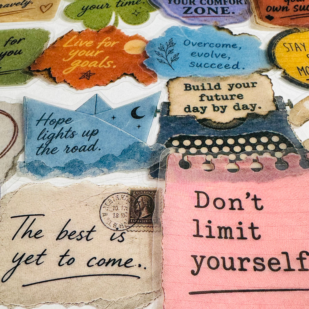 INSPIRATIONAL & MOTIVATING QUOTES Peelable PET Stickers  ~ 53 Stickers ~ Approximately 2 Inches Each