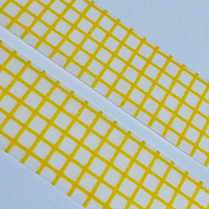 DANDELION YELLOW HOUGAN Grid Mt Washi Tape ~ 1 Roll ~ 15mm x 7m (23 Feet)