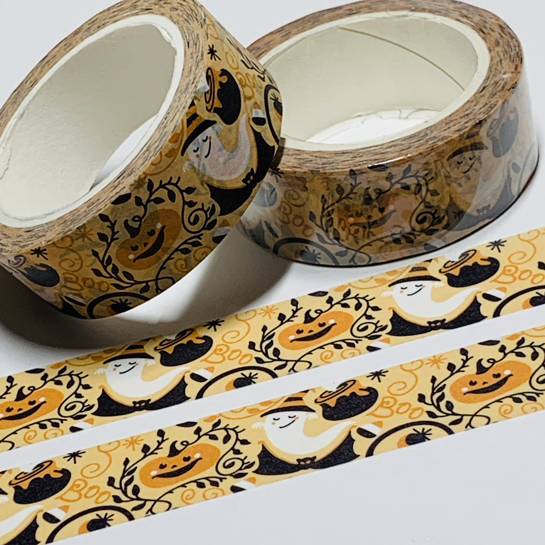 NON-CHALANT GHOSTS & VINES Halloween Washi Tape ~ 1 Roll ~ 15mm x 10m (33 Feet)