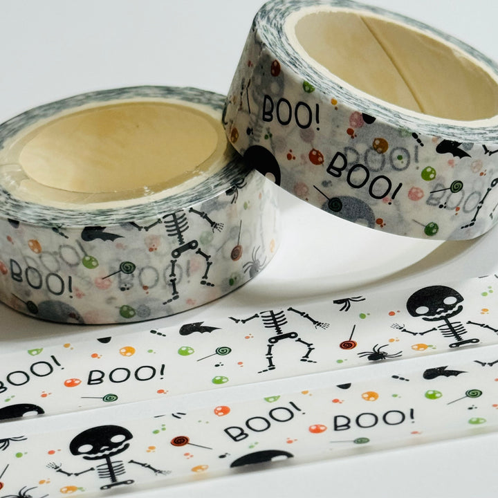 TRICK Or TREATING SKELETON Halloween Washi Tape ~ 1 Roll ~ 15mm x 10m (33 Feet)