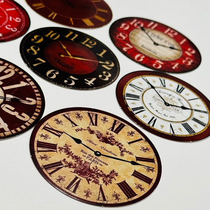 LOVELY VALENTINE CLOCK Ephemera Faces For Journals Scrapbooks and Planners  ~ 10 Pieces ~ Each Piece is 60mm