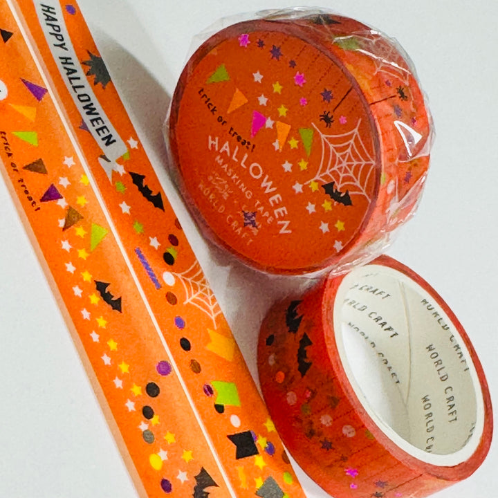 HALLOWEEN TRICK Or TREAT PARTY Foiled Saien Masking Washi Tape ~ 1 Roll ~ 15mm x 5m (Feet)
