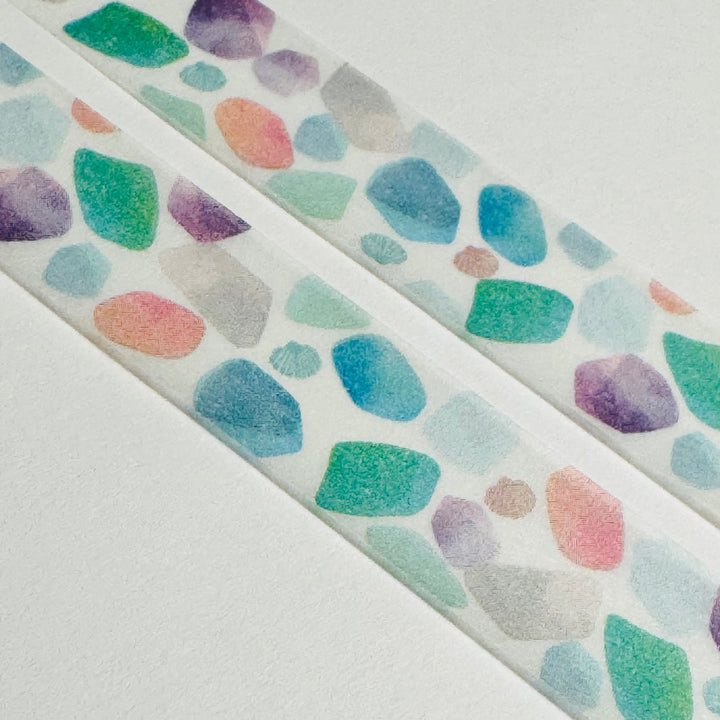 COLLECTION SEA GLASS On The Seashore Saien Masking Washi Tape ~ 1 Roll ~ 15mm x 7m (23 Feet)