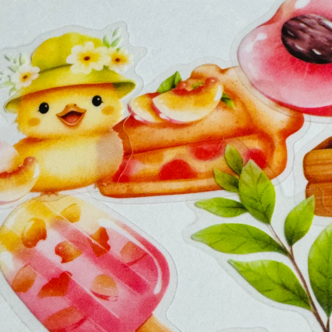 JUICY PEACHES FOX & BUNNY FAVORITES Peelable PET Stickers  ~ 40 Pieces ~ Each Sticker is 25-45mm