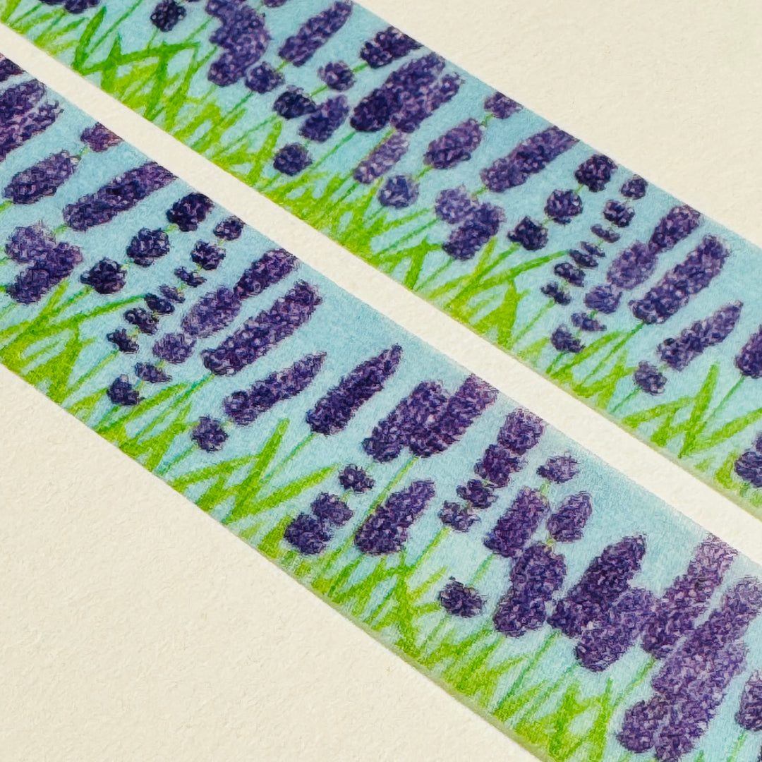 LAVENDER FIELDS APLENTY Saien Masking Washi Tape ~ 1 Roll ~ 15mm x 7m (23 Feet)