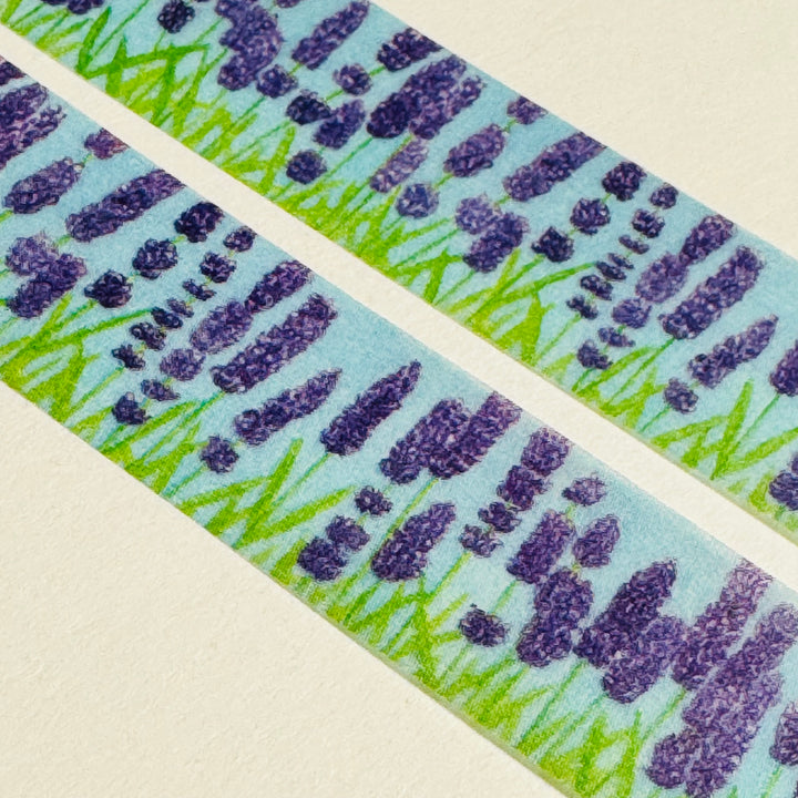 LAVENDER FIELDS APLENTY Saien Masking Washi Tape ~ 1 Roll ~ 15mm x 7m (23 Feet)