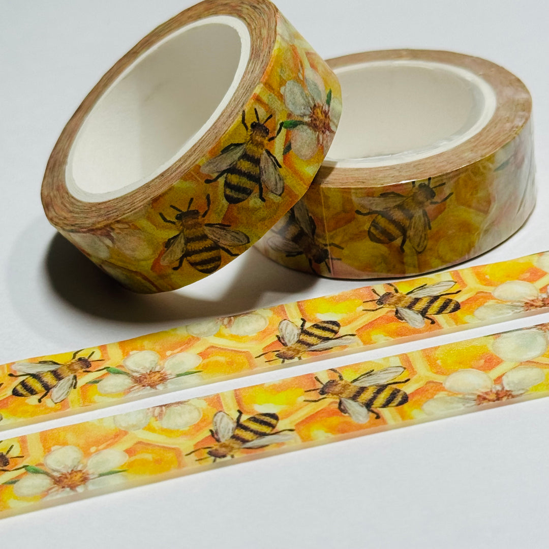 QUEEN BEE IN TRAINING Honey Bee Washi Tape - 1 Roll - 15mm x 10m (33 Feet)