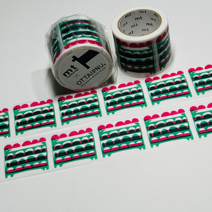 TATTAN DOG RED & GREEN OTTAIPNU Designed By Masaru Suzuki For Mt Washi Tape - 1 Roll - 35mm x 7m (23 Feet)