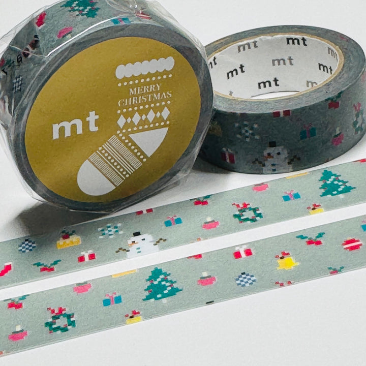 PIXEL CHRISTMAS TIME GRAPHICS MT Washi Tape ~ 1 Roll ~ 15mm x 7m (23 Feet)