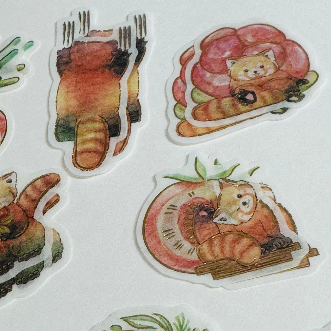 RAMBUNCTIOUS RED PANDAS Gold Foil World Craft Sticker Flakes ~ 30 Pieces ~ 10 Designs (3 Each Design)