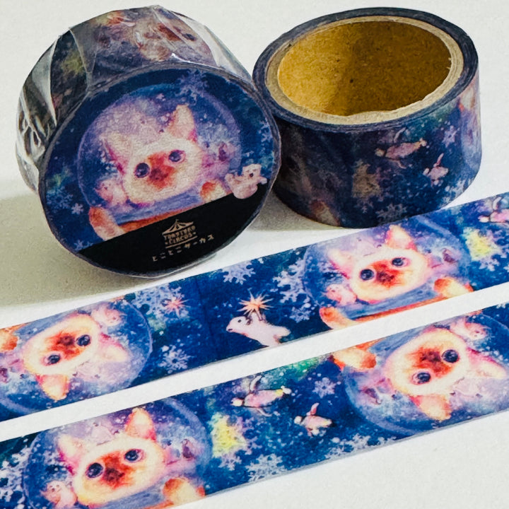KITTENS In SPACE With Penguins Japanese Cat Washi Tape ~ 1 Roll ~ 20mm x 5m (16 Feet)