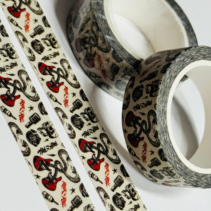 ROCK & ROLL LIFE On The ROAD Washi Tape ~ 1 Roll ~ 15mm x 10m (33 Feet)