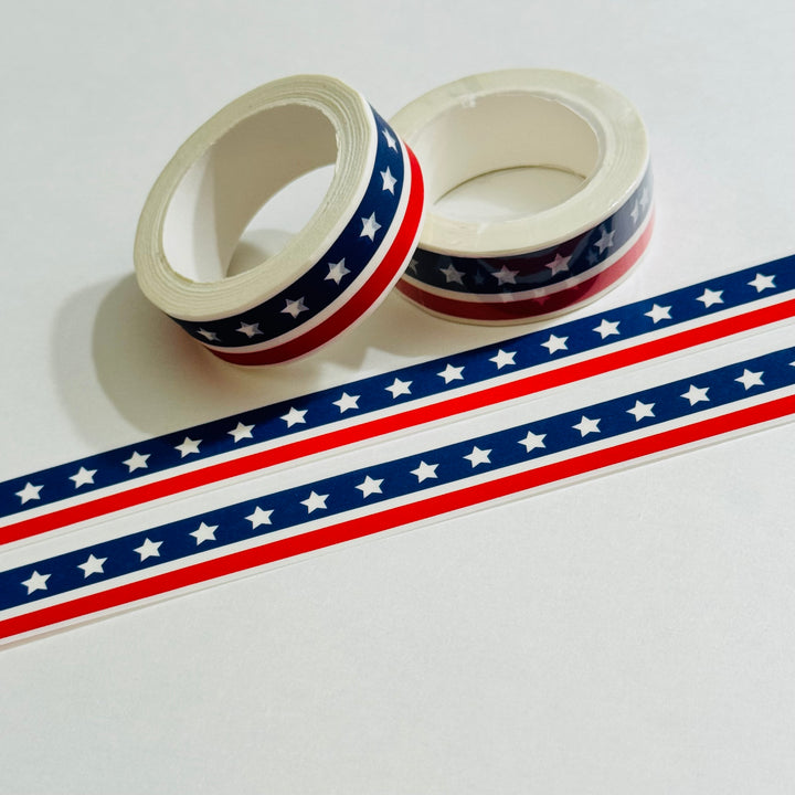 STARS And STRIPES PATRIOTIC Washi Tape ~ 1 Roll ~ 15mm x 10m (33 Feet)