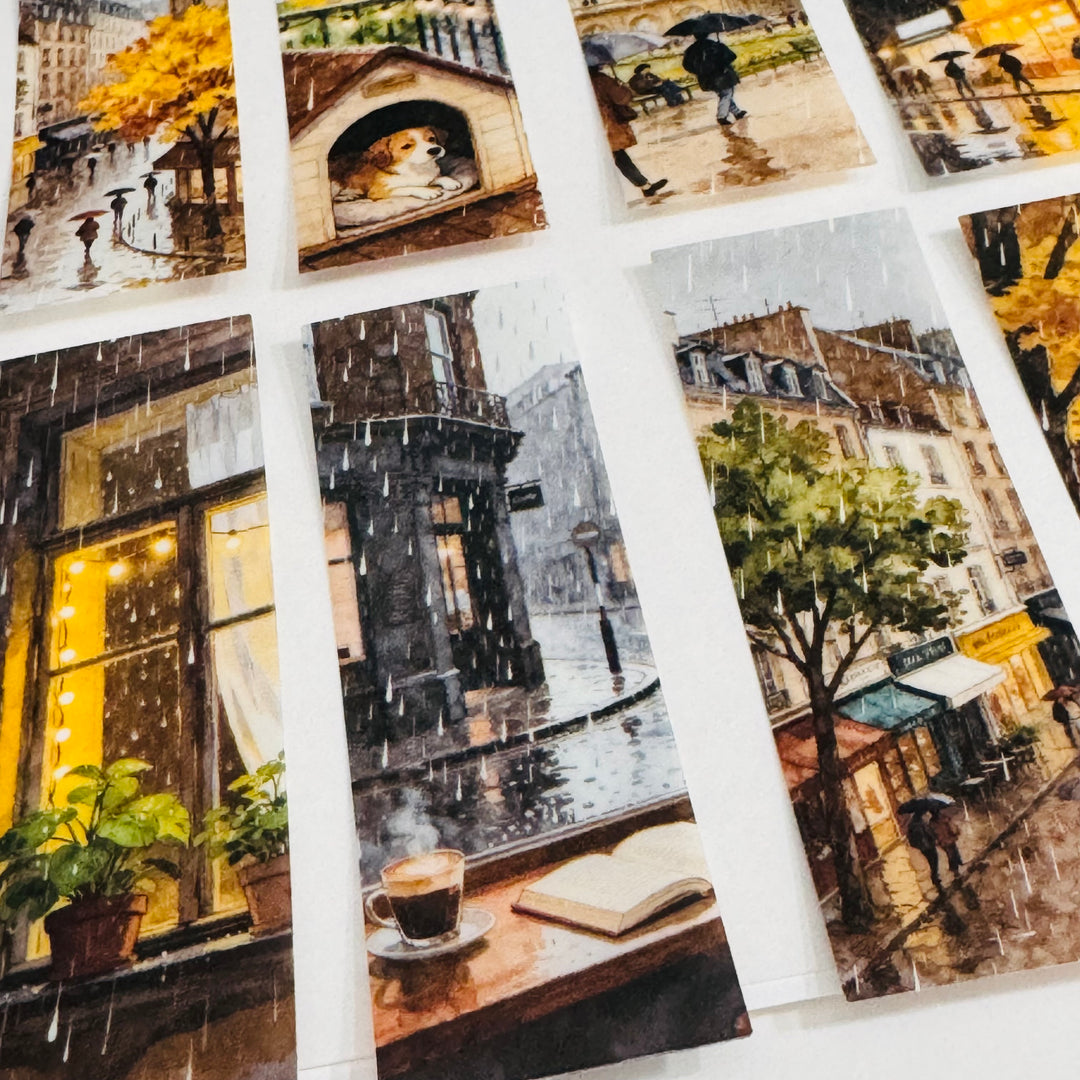 RAINY DAY GIRL In The City Ephemera Sticker Pack ~ 25 Pieces ~ 30mm x 95mm