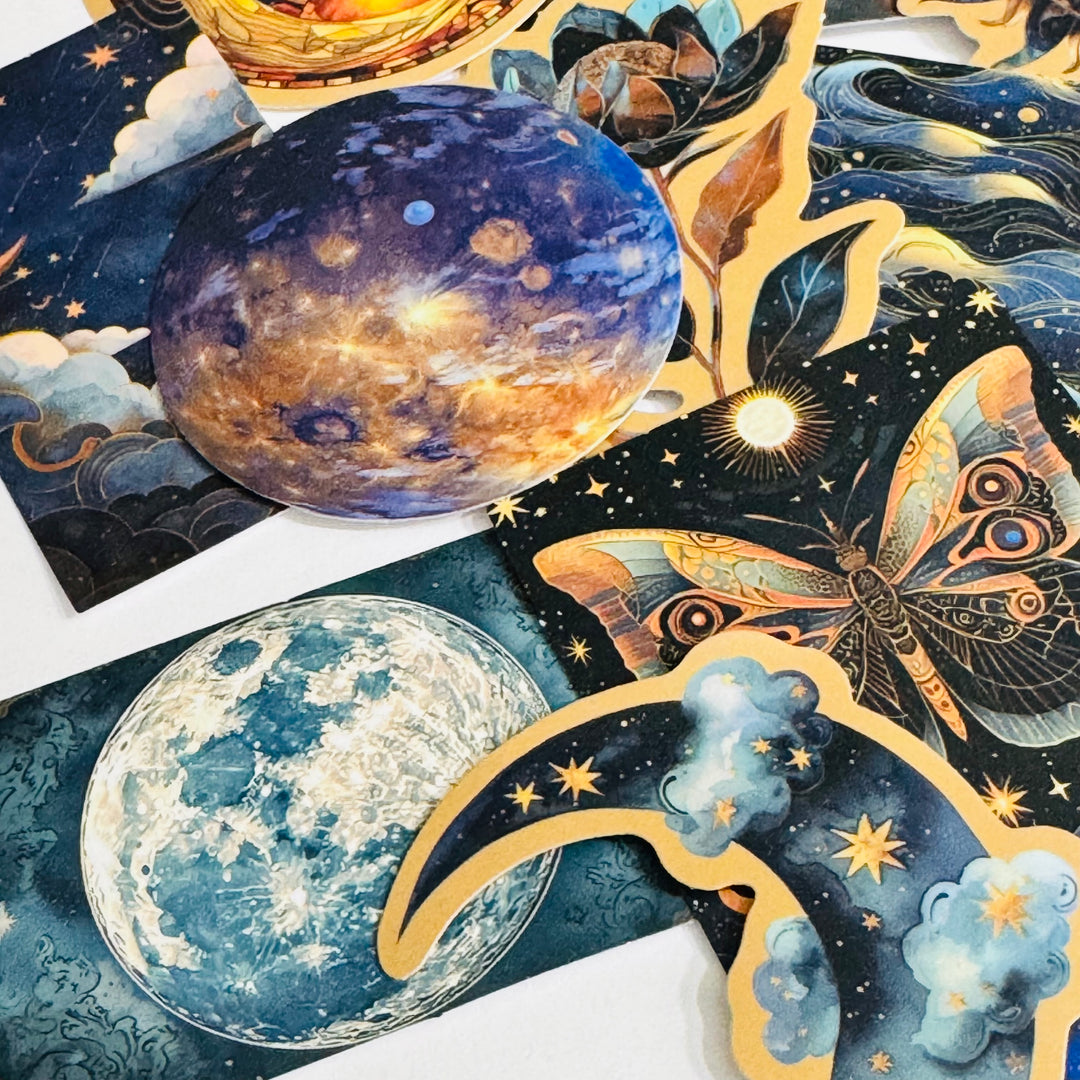 GALACTIC UNIVERSAL STEAMPUNK Peelable Stickers  ~ 50 Pieces ~ Each Sticker is 30 - 60mm