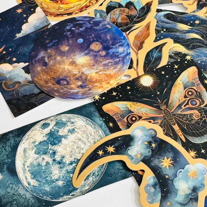 GALACTIC UNIVERSAL STEAMPUNK Peelable Stickers  ~ 50 Pieces ~ Each Sticker is 30 - 60mm
