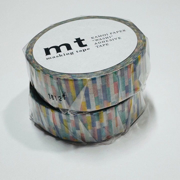 RAINBOW PIXELS SILVER FOIL Block Print Mt Washi Tape ~ 1 Roll ~ 15mm x 10m (33 Feet)