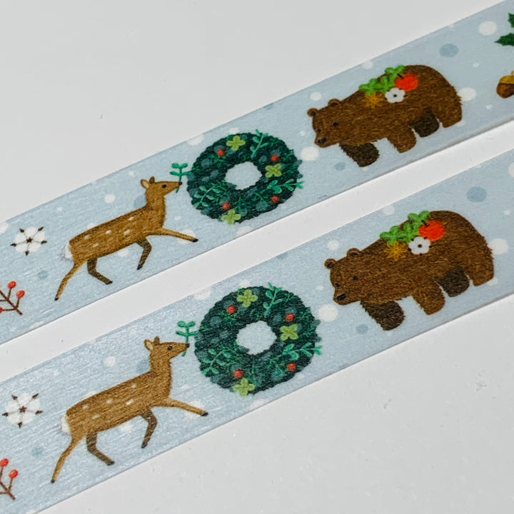 FOREST ANIMAL WREATH CHRISTMAS 2023 MT Washi Tape ~ 1 Roll ~ 15mm x 7m (23 Feet)