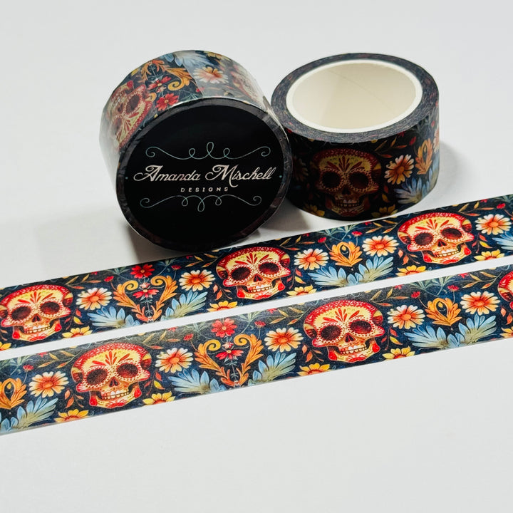 DIA de LOS MUERTOS FLOWER BED HALLOWEEN Amanda Mischell Washi Tape ~ 1 Roll ~ 24mm x 10m (33 Feet)