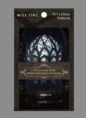 SHATTERED ASHES GOTHIC CASTLE Laser Prism Large Rectangle Peelable Stickers ~ 10 Pieces ~ Each Sticker is 70-115mm