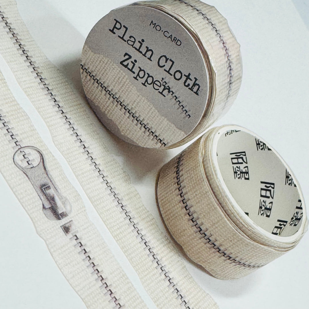 ZIPPER WHITE FAUX Fabric Paper Washi Tape ~ 1 Roll ~ 18mm x 3m (10 Feet)