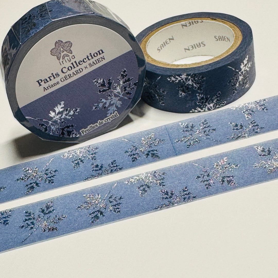 FEUILLES de CRYSTAL SILVER FOIL LEAVES Paris Collection Saien Washi Tape ~ 1 Roll ~ 15mm x 7m (23 Feet)