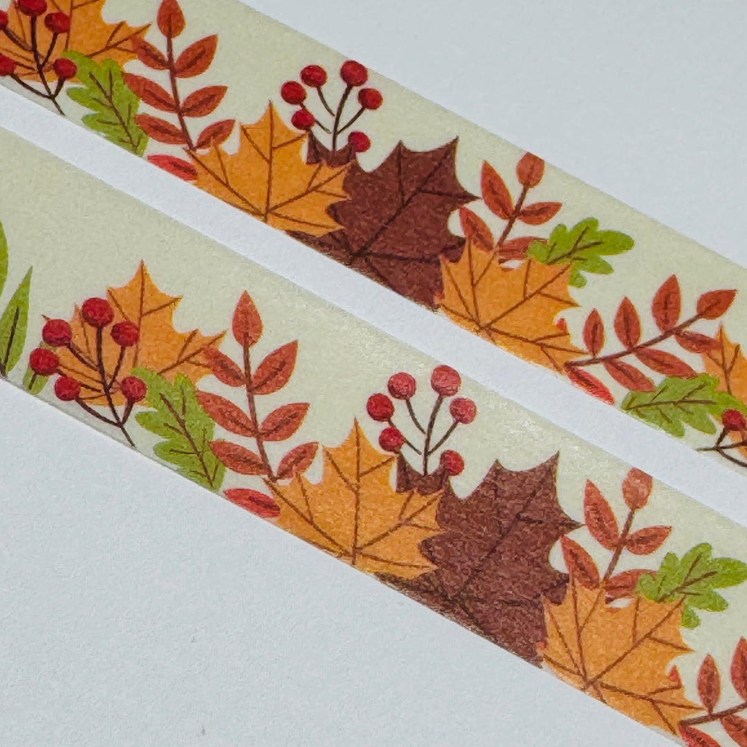 GATHERED PRETTY FALL LEAVES In BUNDLES Washi Tape ~ 1 Roll ~ 15mm x 10m (33 Feet)