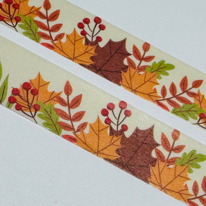 GATHERED PRETTY FALL LEAVES In BUNDLES Washi Tape ~ 1 Roll ~ 15mm x 10m (33 Feet)