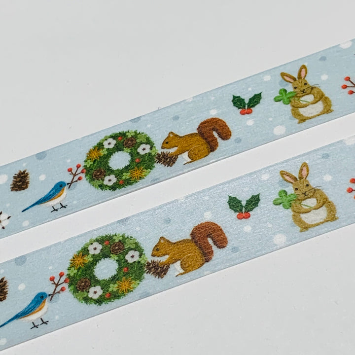 FOREST ANIMAL WREATH CHRISTMAS 2023 MT Washi Tape ~ 1 Roll ~ 15mm x 7m (23 Feet)