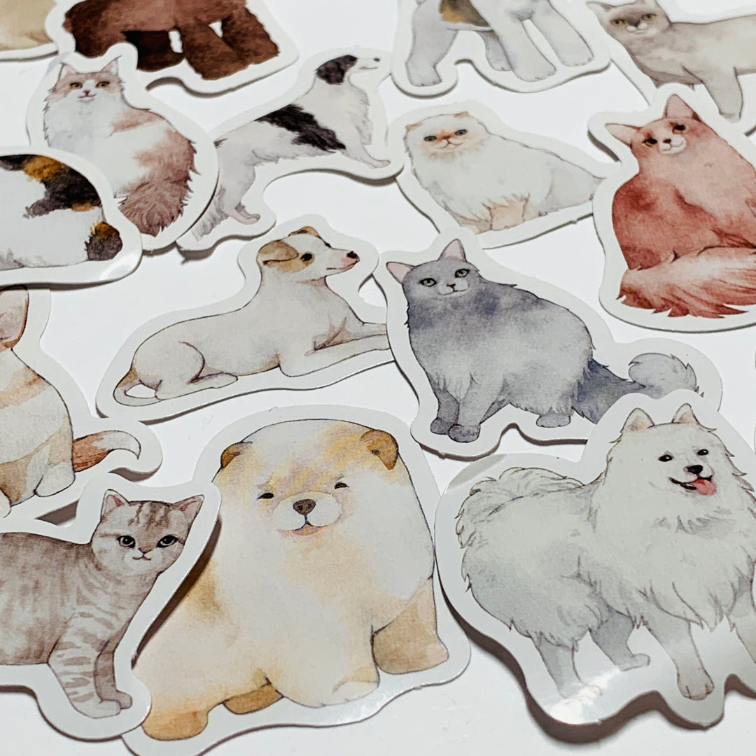 CATS & DOGS Peelable Stickers ~ 45 Pieces ~ 38mm Each