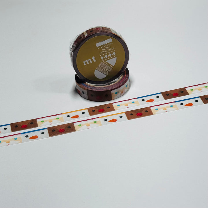 CHRISTMAS FACE GRAPHIC FROSTY RUDOLPH SANTA MT Washi Tape ~ 1 Roll ~ 10mm x 7m (23 Feet)