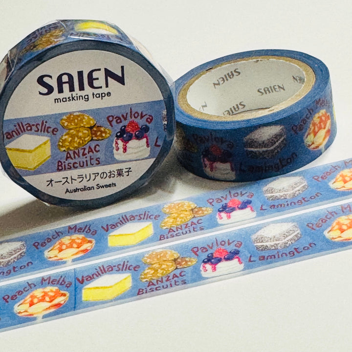 AUSTRALIAN SWEET DESSERTS Saien Masking Washi Tape - 1 Roll - 15mm x 7m (23 Feet)