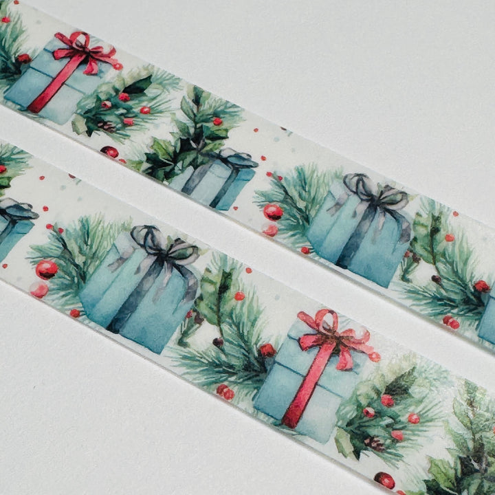 WATERCOLOR WRAPPED HOLIDAY PRESENTS Washi Tape ~ 1 Roll ~ 15mm x 10m (33 Feet)