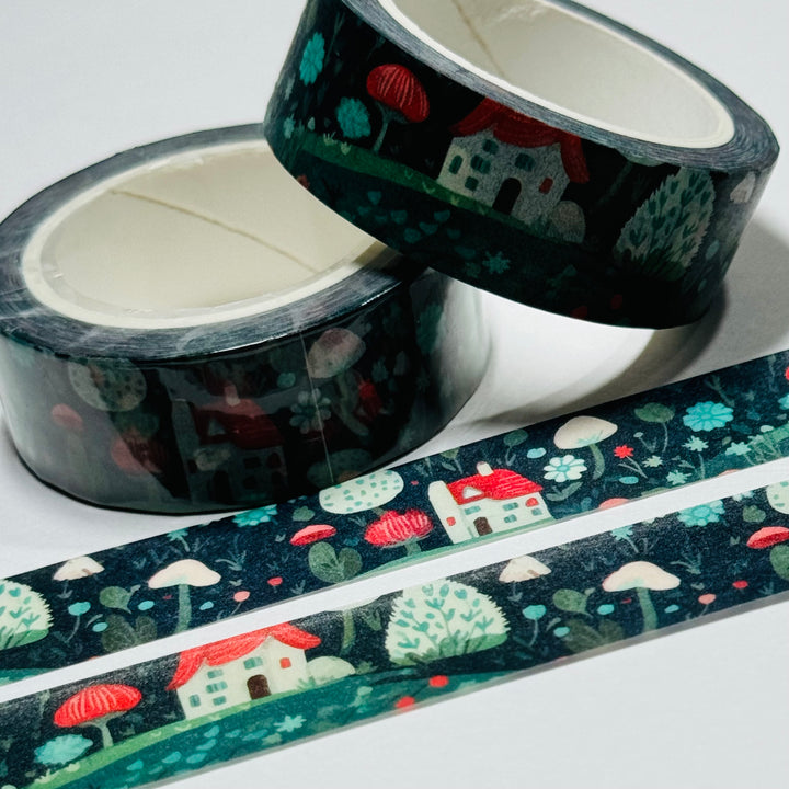 WHIMSICAL COTTAGE IN THE WOODS Washi Tape ~ 1 Roll ~ 15mm x 10m (33 Feet)